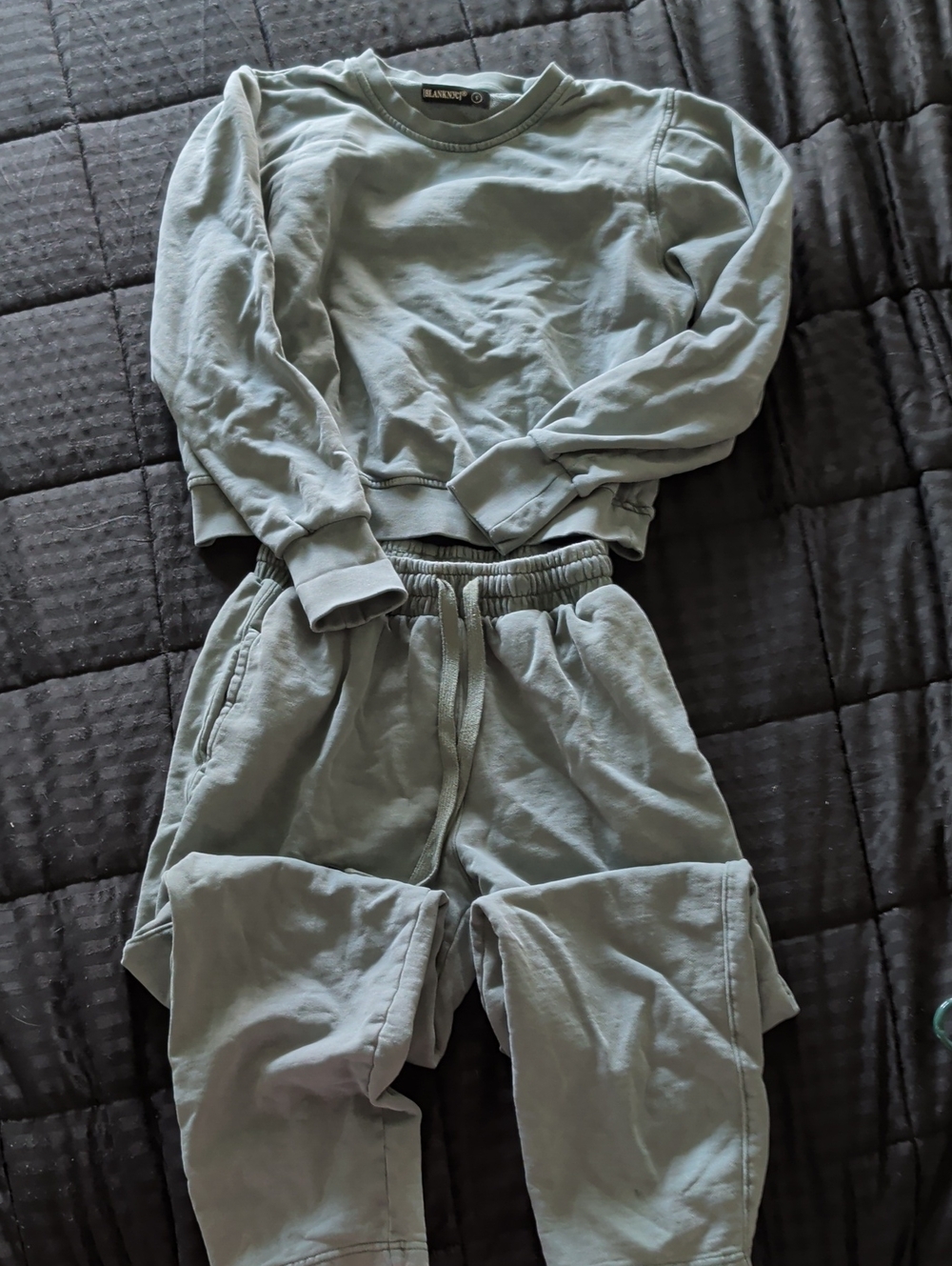 Blank NYC Women's Grey/Green Athletic Pants And Crew